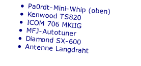 Pa0rdt-Mini-Whip (oben) Kenwood TS820 ICOM 706 MKIIG MFJ-Autotuner Diamond SX-600 Antenne Langdraht